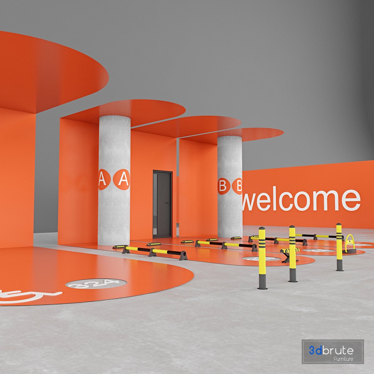 Car park accessories pack 3D model 3d model Buy Download 3dbrute