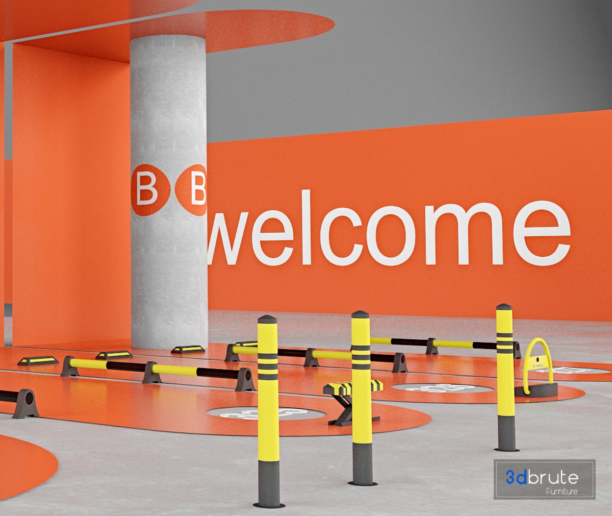 Car park accessories pack 3D model 3d model Buy Download 3dbrute