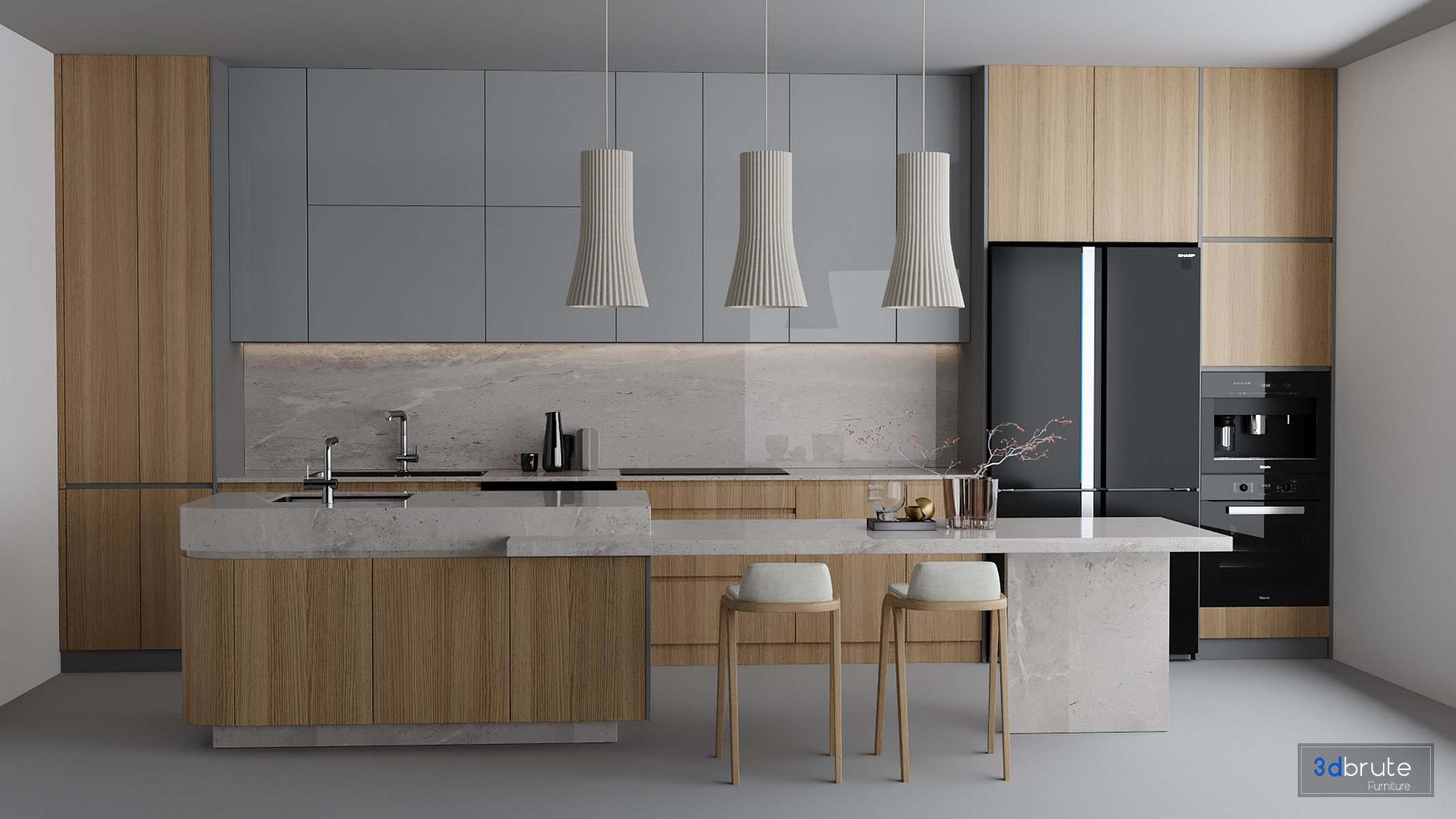 Kitchen Interior 3d model Buy Download 3dbrute