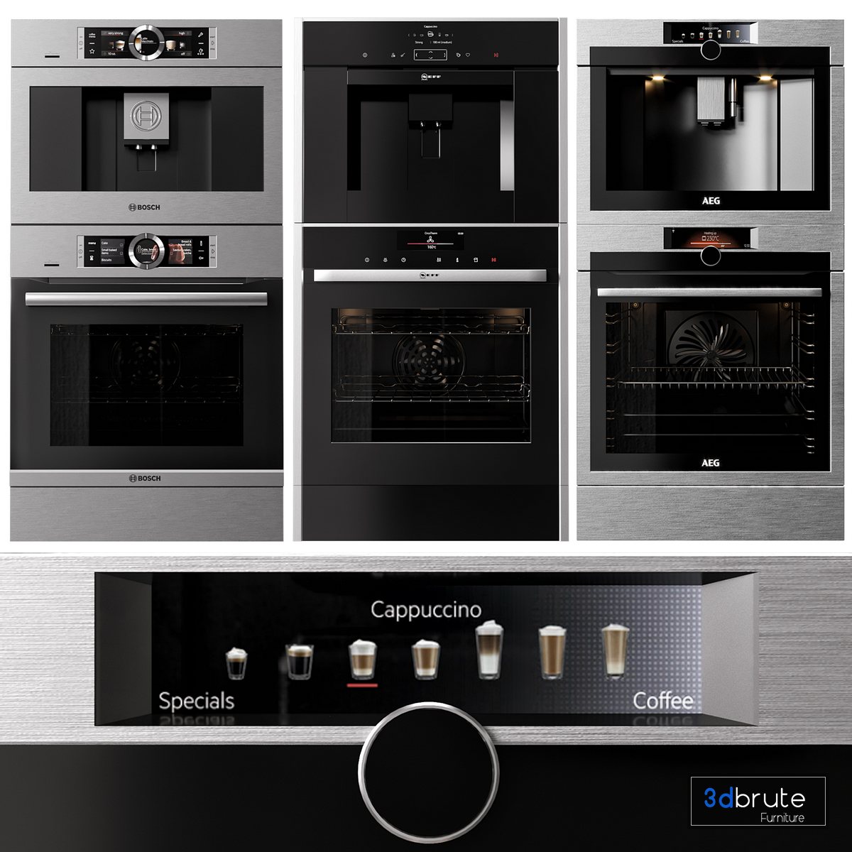 BOSCH, NEFF and AEG double oven and coffee maker collection 3d model