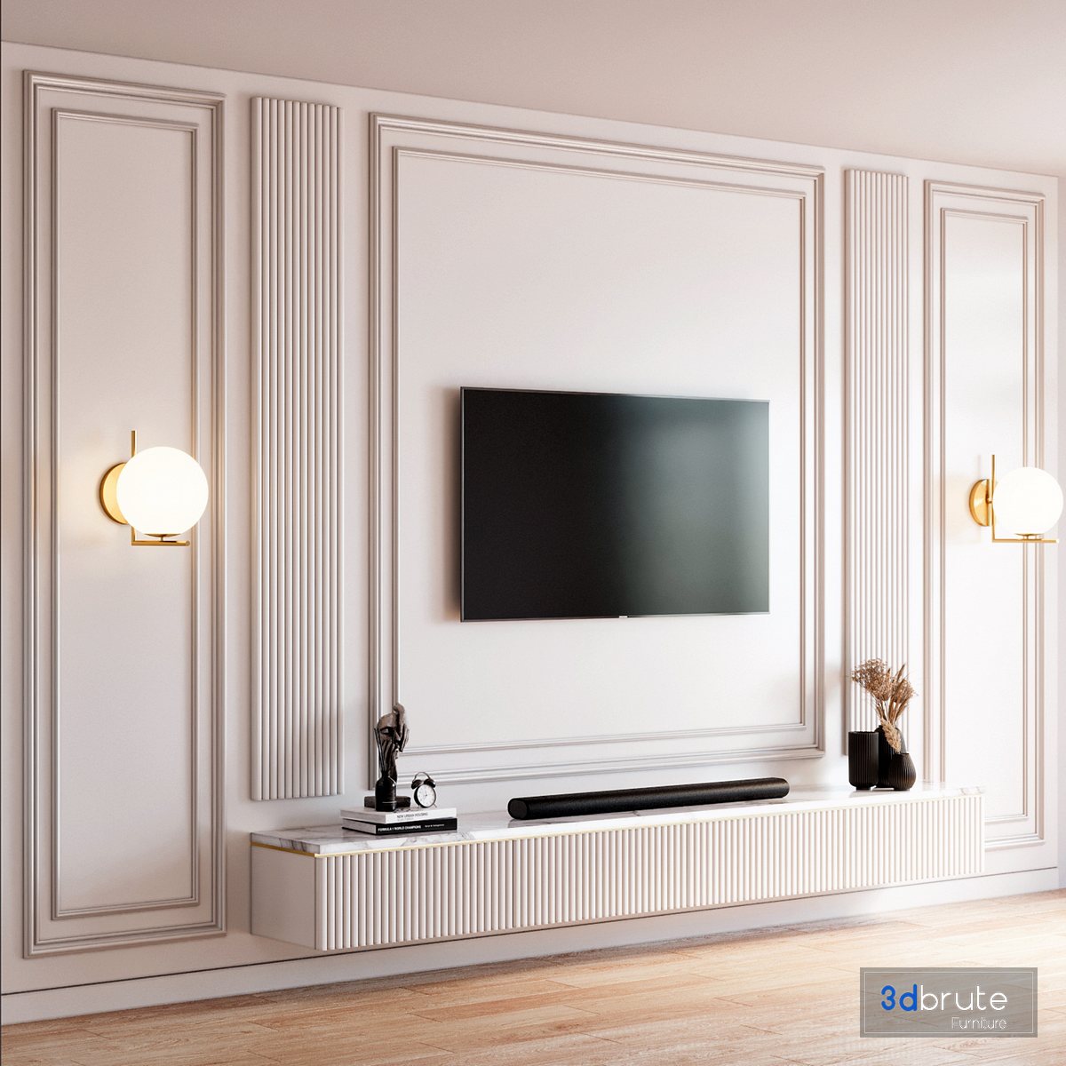TV Wall 26 3d model Buy Download 3dbrute