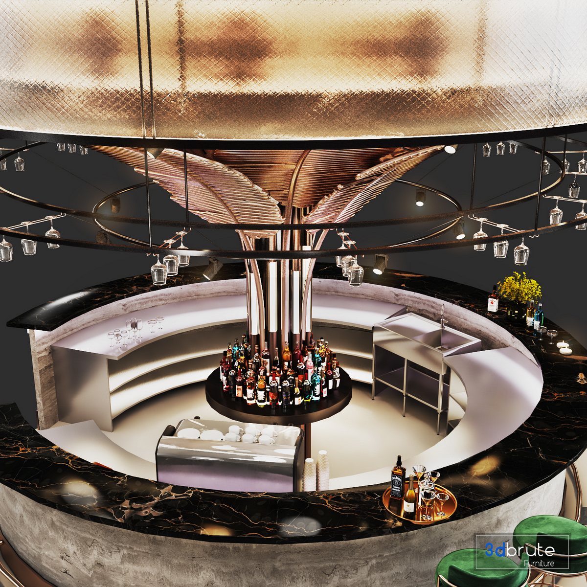Cocktail Bar Island Barcafe10 3d model Buy Download 3dbrute