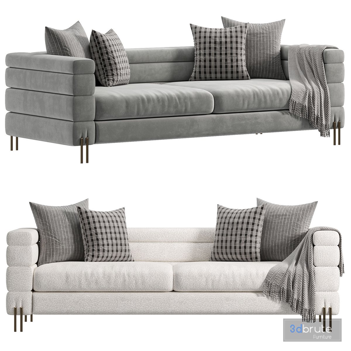 York Sofa White By Eichholtz 3d model Buy Download 3dbrute