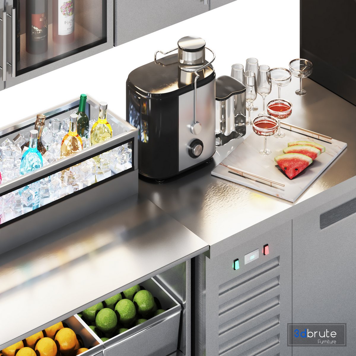 Cafe Bar Equipment Cocktail workstation01 3d model Buy Download 3dbrute