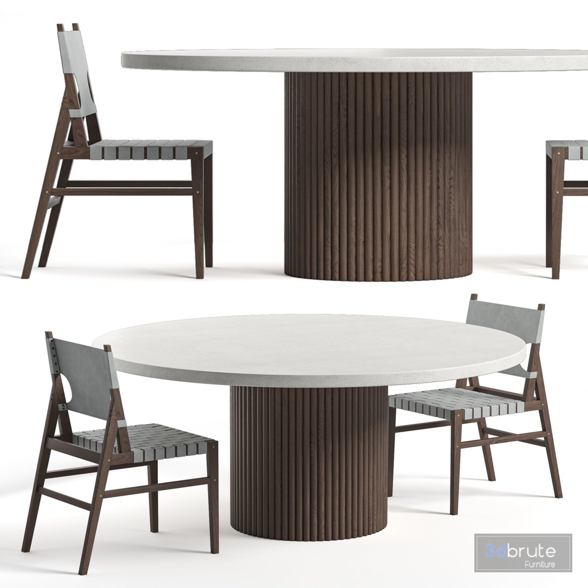 JENSEN LEATHER DINING CHAIR And PRE ORDER ARIA VITOLO PILLAR ROUND