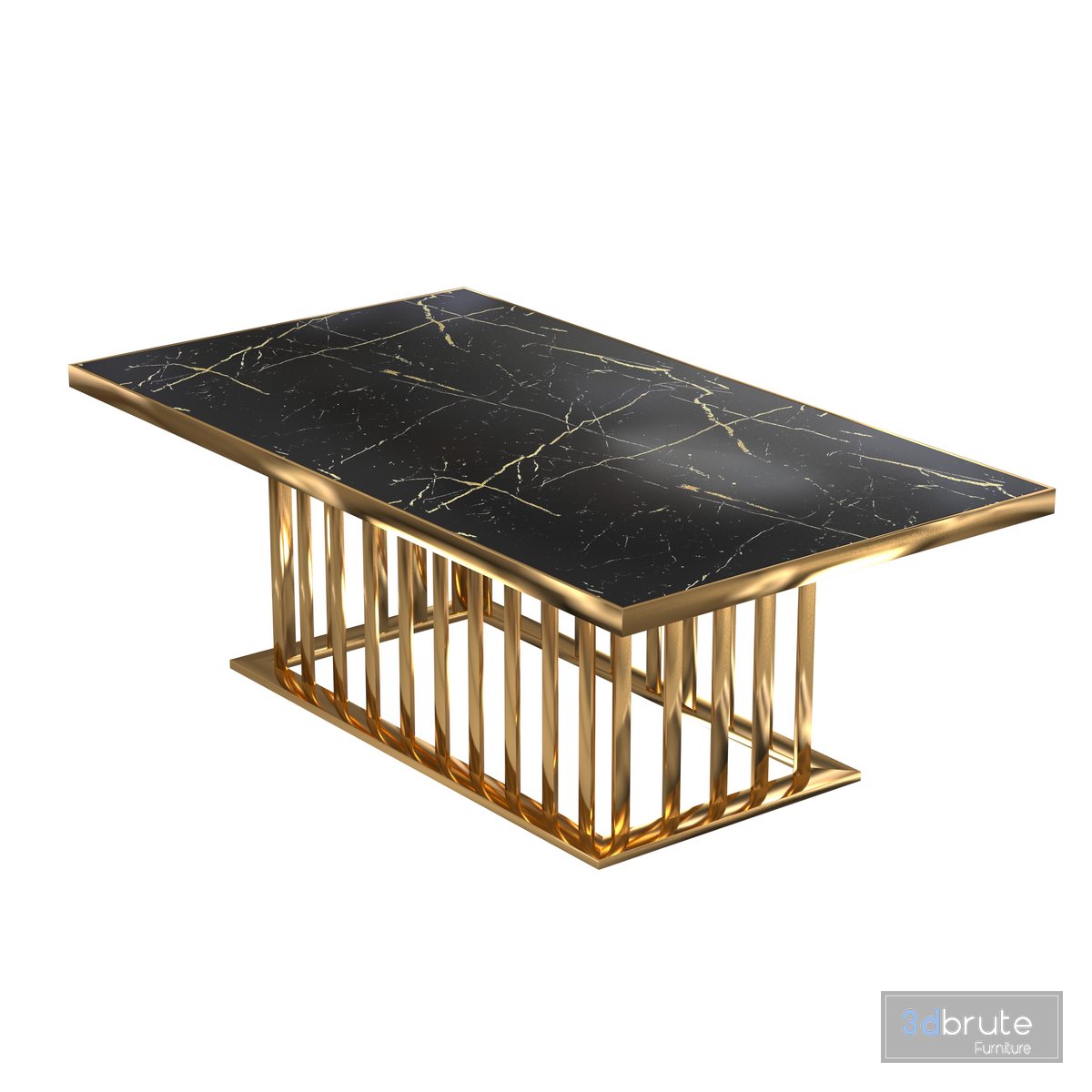 gold plated marble dining table 3d model Buy Download 3dbrute
