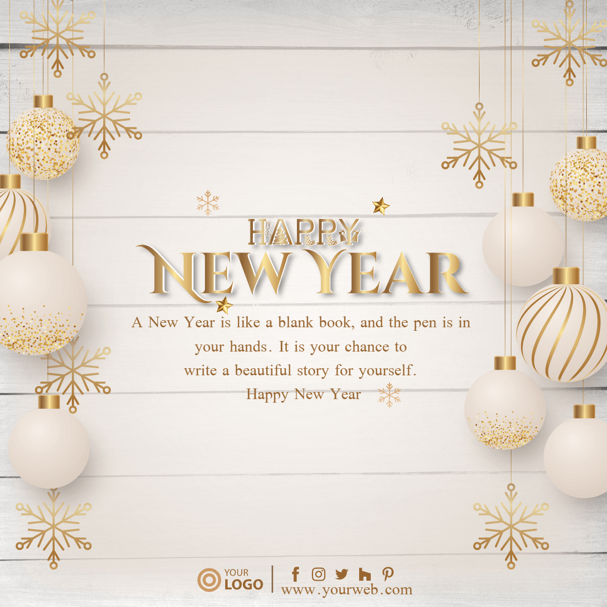 Modern Social Media Post Template Happy New Year 3D DECORATIVE