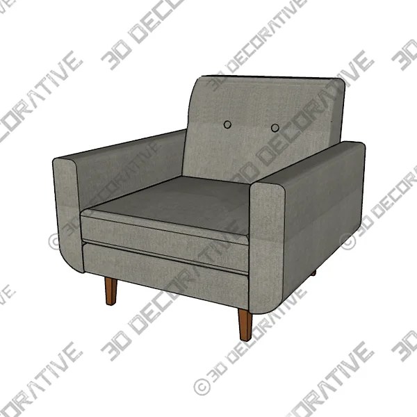 Rivet Sloane MidCentury Modern Loveseat Sofa 3D DECORATIVE