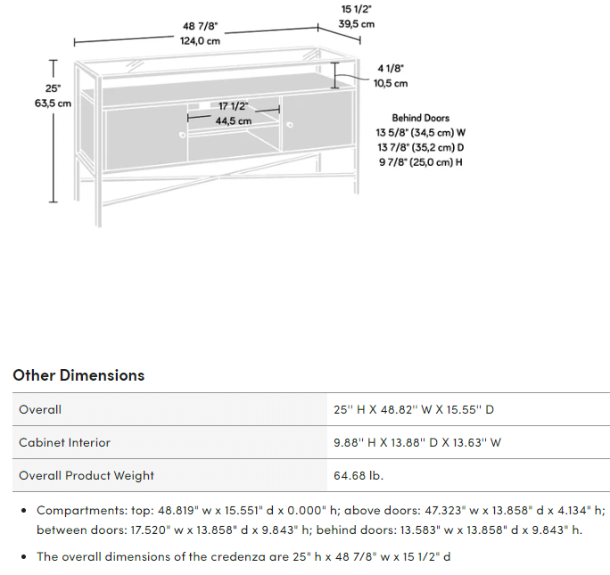 Deleon TV Stand for TVs up to 55" 3D DECORATIVE