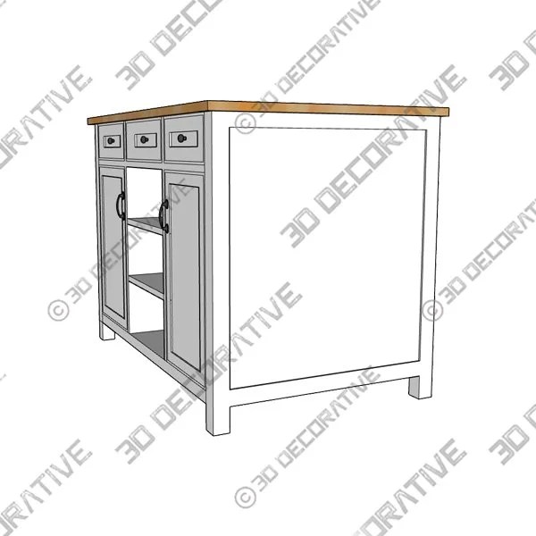 Bainport Ivory Wooden Kitchen Island with Natural Butcher Block Top and