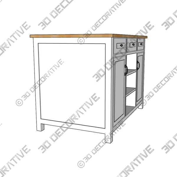 Bainport Ivory Wooden Kitchen Island with Natural Butcher Block Top and