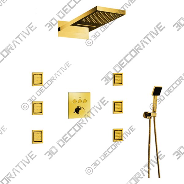 Leonardo Gold Tone Shower System 3D DECORATIVE