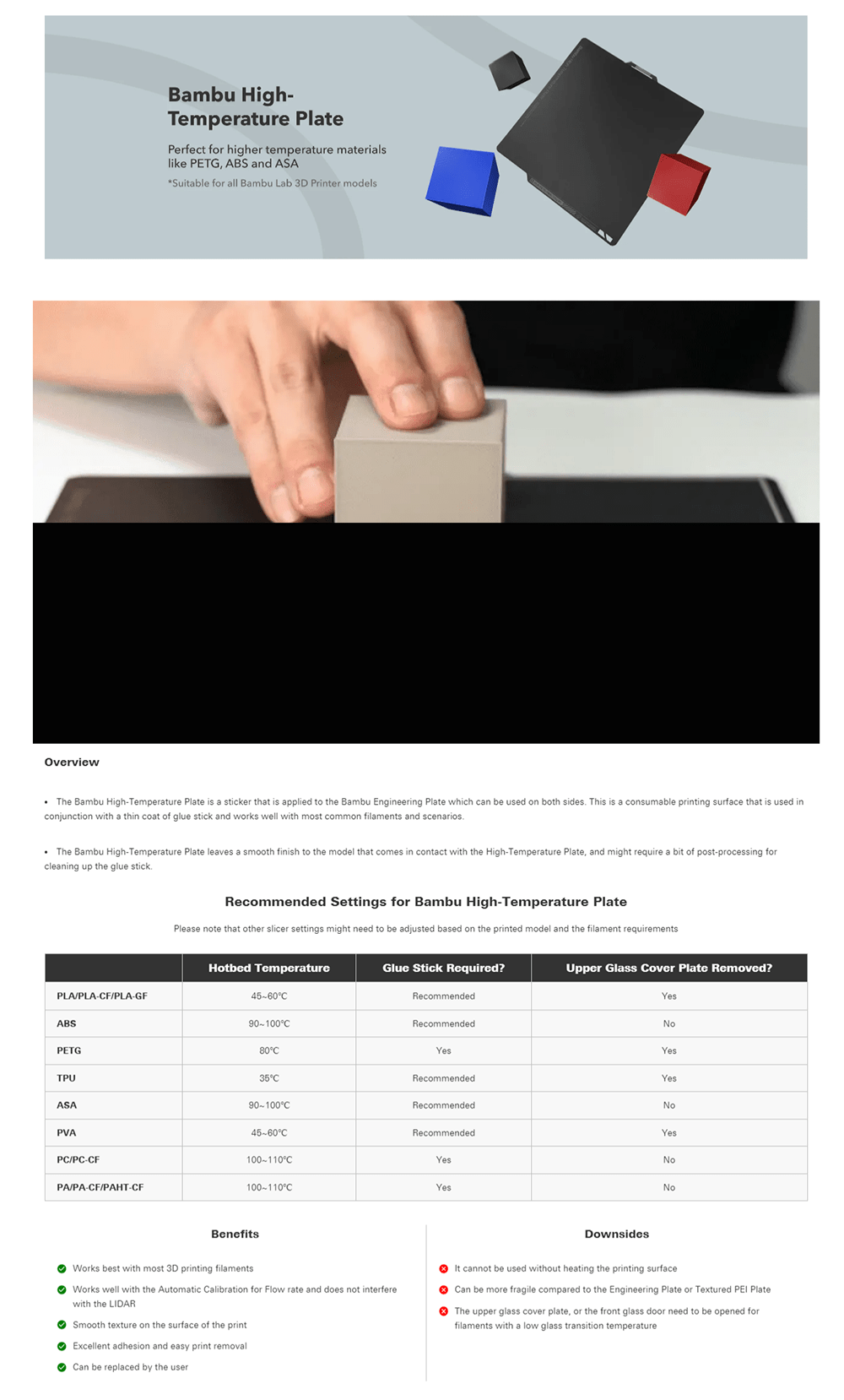 Bambu Lab X1 Series & P1P Bambu High Temperature Plate PEI