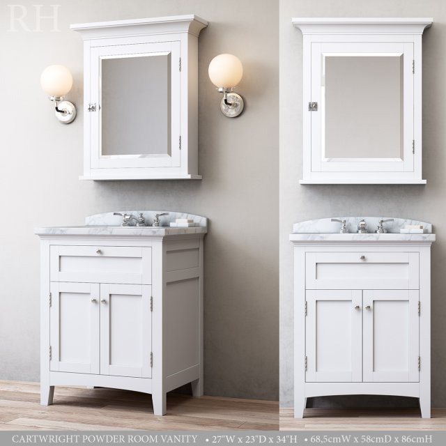RH CARTWRIGHT POWDER ROOM VANITY 3D Model 3DHunt.co