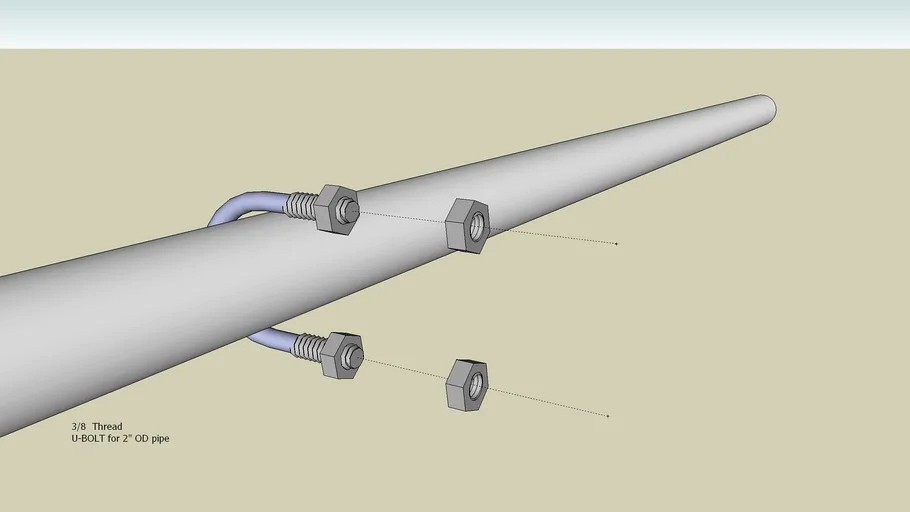 UBOLT for 2 inch pipe 3d model
