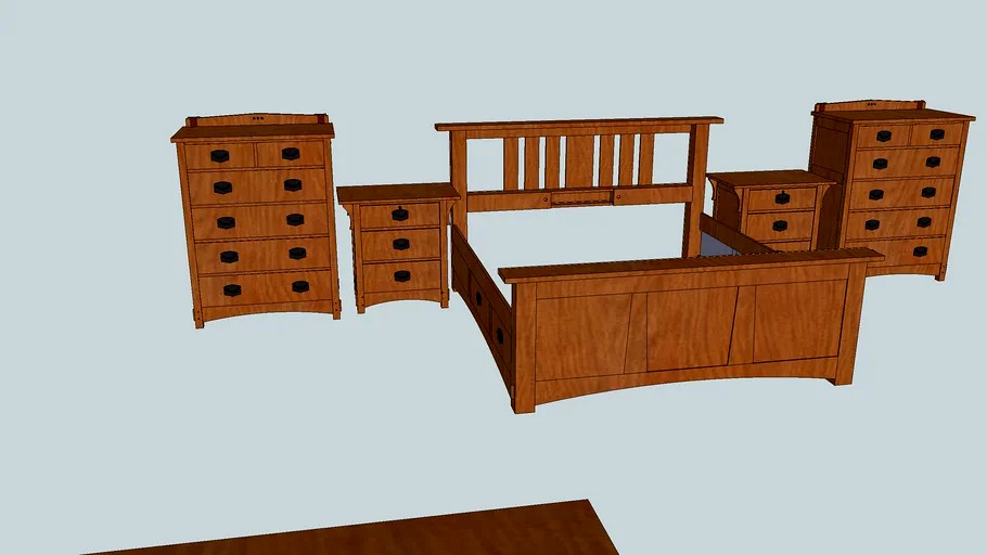 Arts and Crafts Bedroom Set Willie Sandry Designs No backsplash 3d model