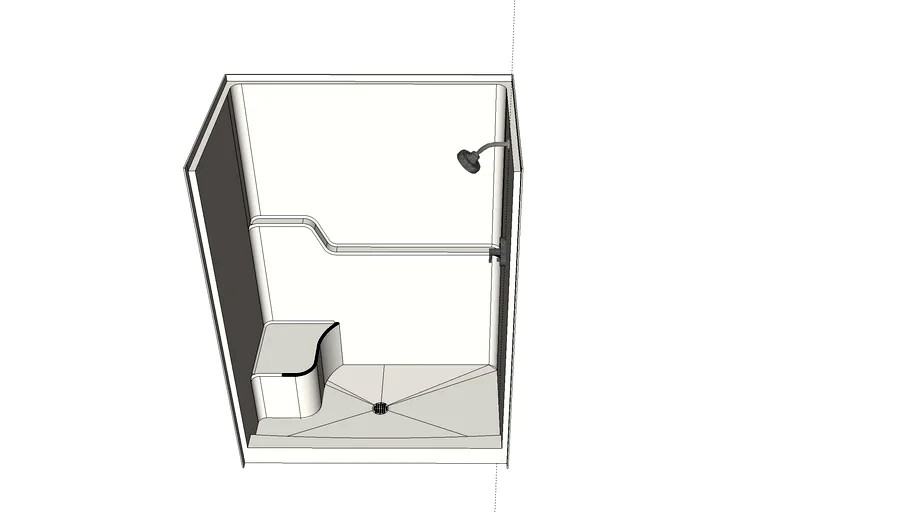 Fiberfab 60' Fiberglass shower stall 3d model