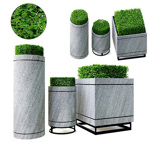 Three modern flower pot 3d model