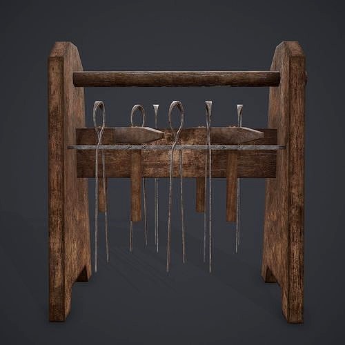 Medieval Blacksmith Tool Rack 3d model