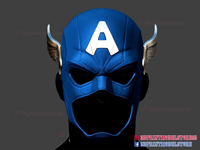Captain America Helmet Marvel Comic Cosplay 3D model