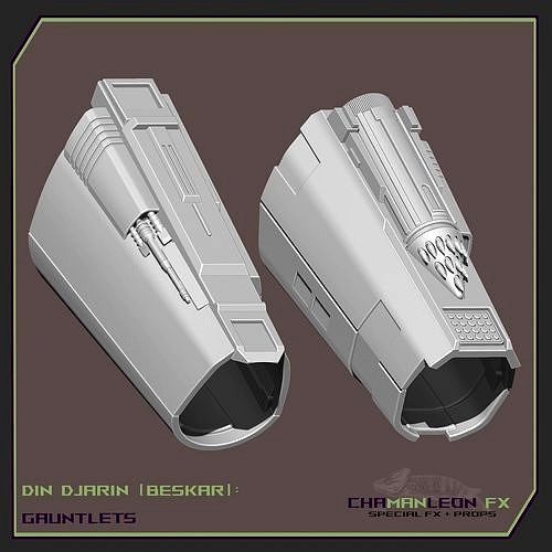 Din Djarin Mandalorian Beskar Gauntlets Cosplay Armor 3D model