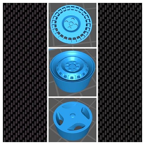 Fiat Uno Rims scalable and printable 3 models 3D