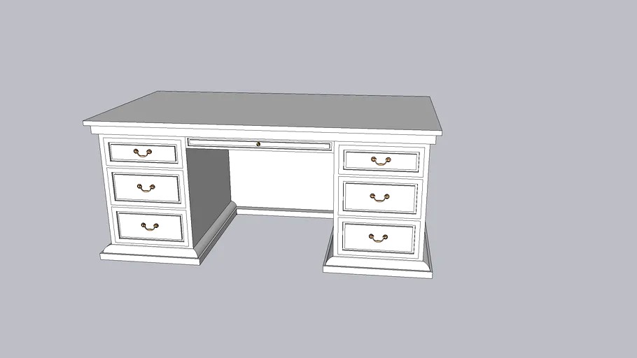 6 Drawer White Painted Desk 3d model