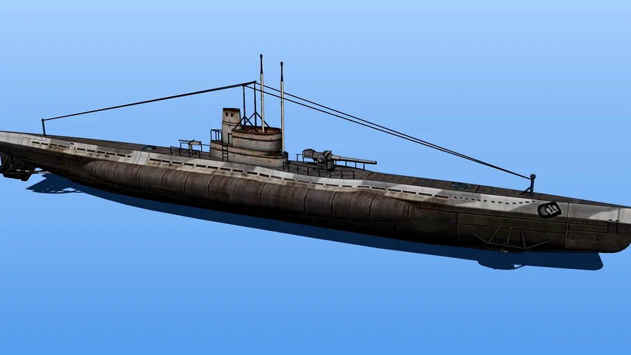 submarine ww1 (low poly) 3d model