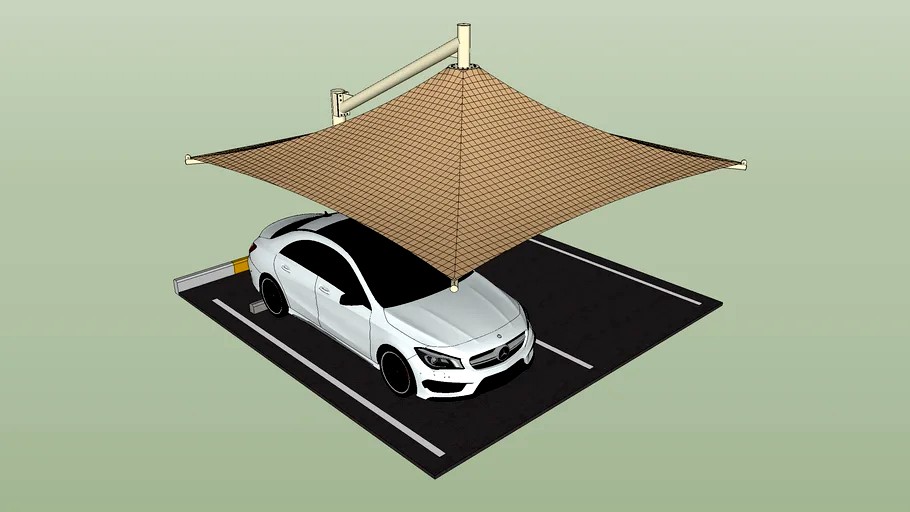 Umbrella Car Parking Shade, Car Parking Shade 3d model