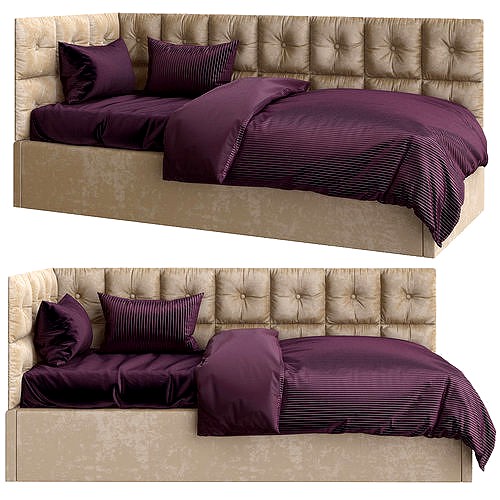 Corner Bed pillow panel 3d model