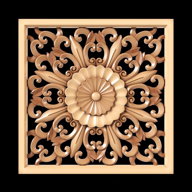 Wood Carving Wall Art 01 3d model
