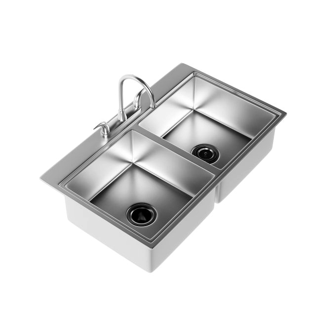 Double bowl kitchen sink 3d model