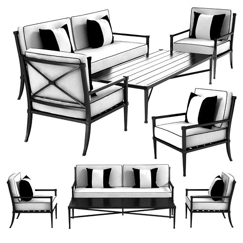 Restoration Hardware TROUSDALE sofa chair and coffee table 3d model