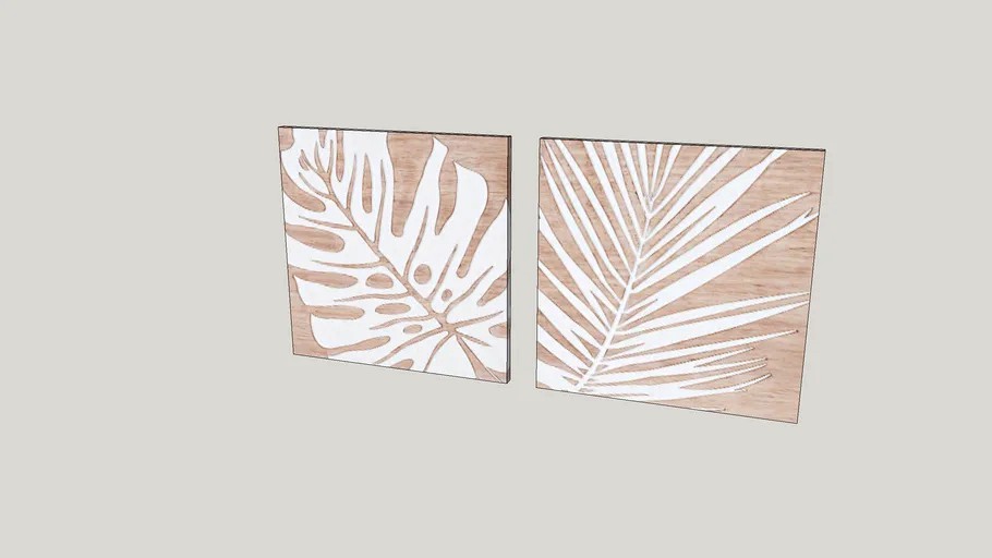Carved Tropical Leaf Wall Plaques 3d model