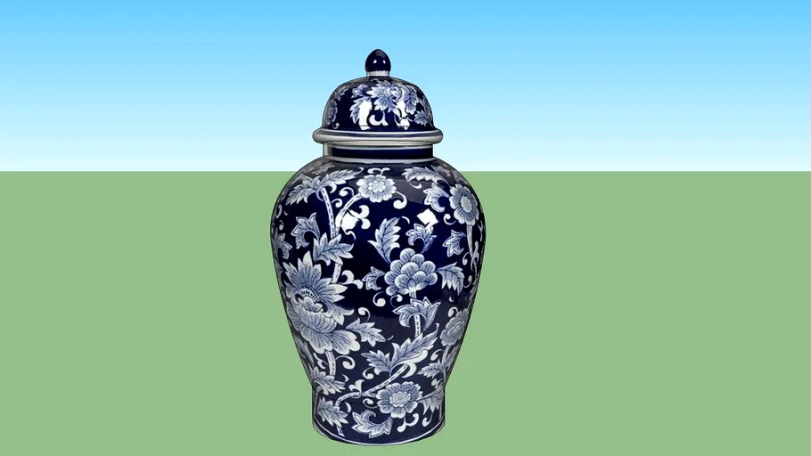 Blue and white porcelain vase 3d model
