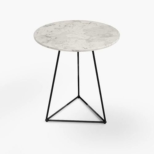 Round Accent Table white marble 3d model