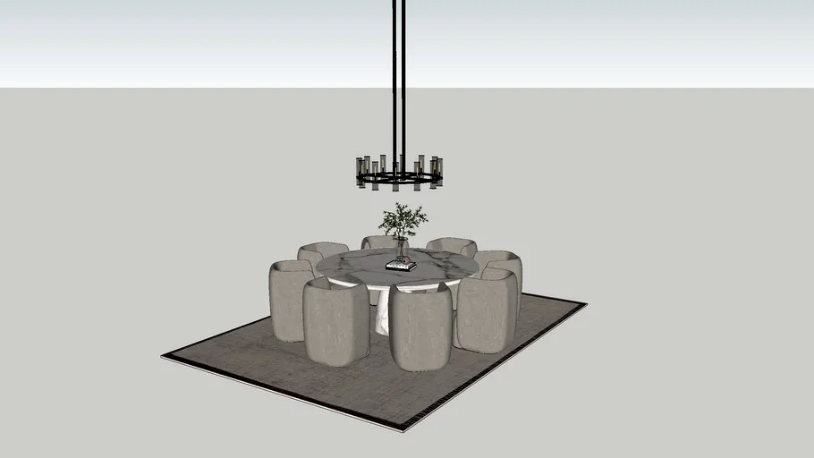 Cupola round dining table + Ravelle round chandelier 36 in + Aurelie