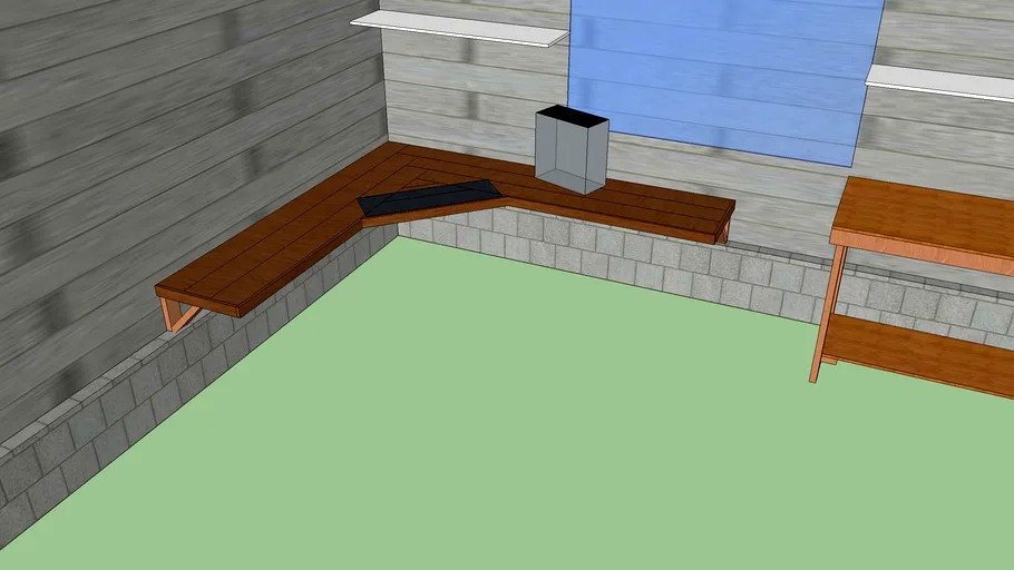 DIY Corner desk Garage Office, with work table 3d model