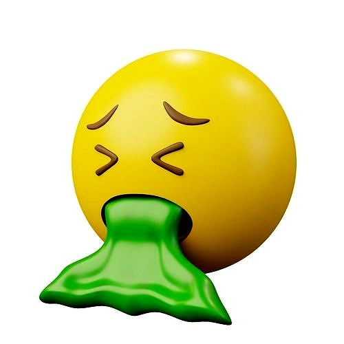 Green Vomit Yellow Ball Emoticon or Emoji 3d model