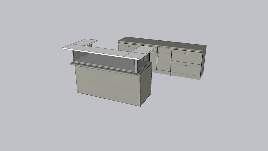 global zira reception desk in brushed cobalt 3d model