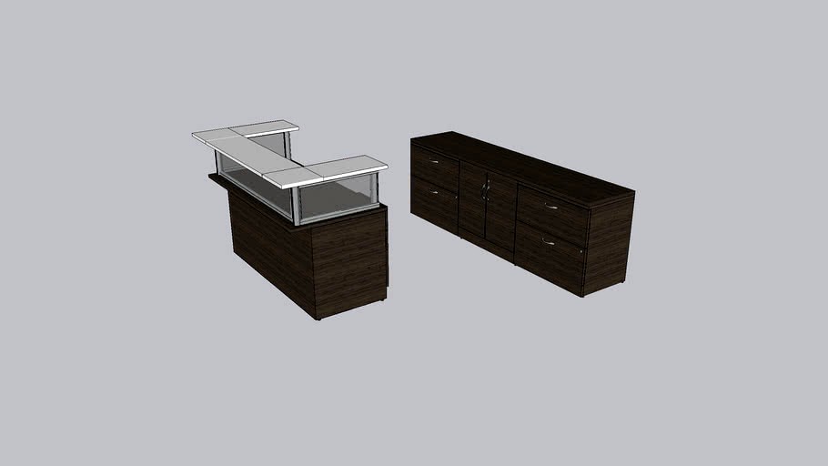 global zira reception desk with storage credenza 3d model