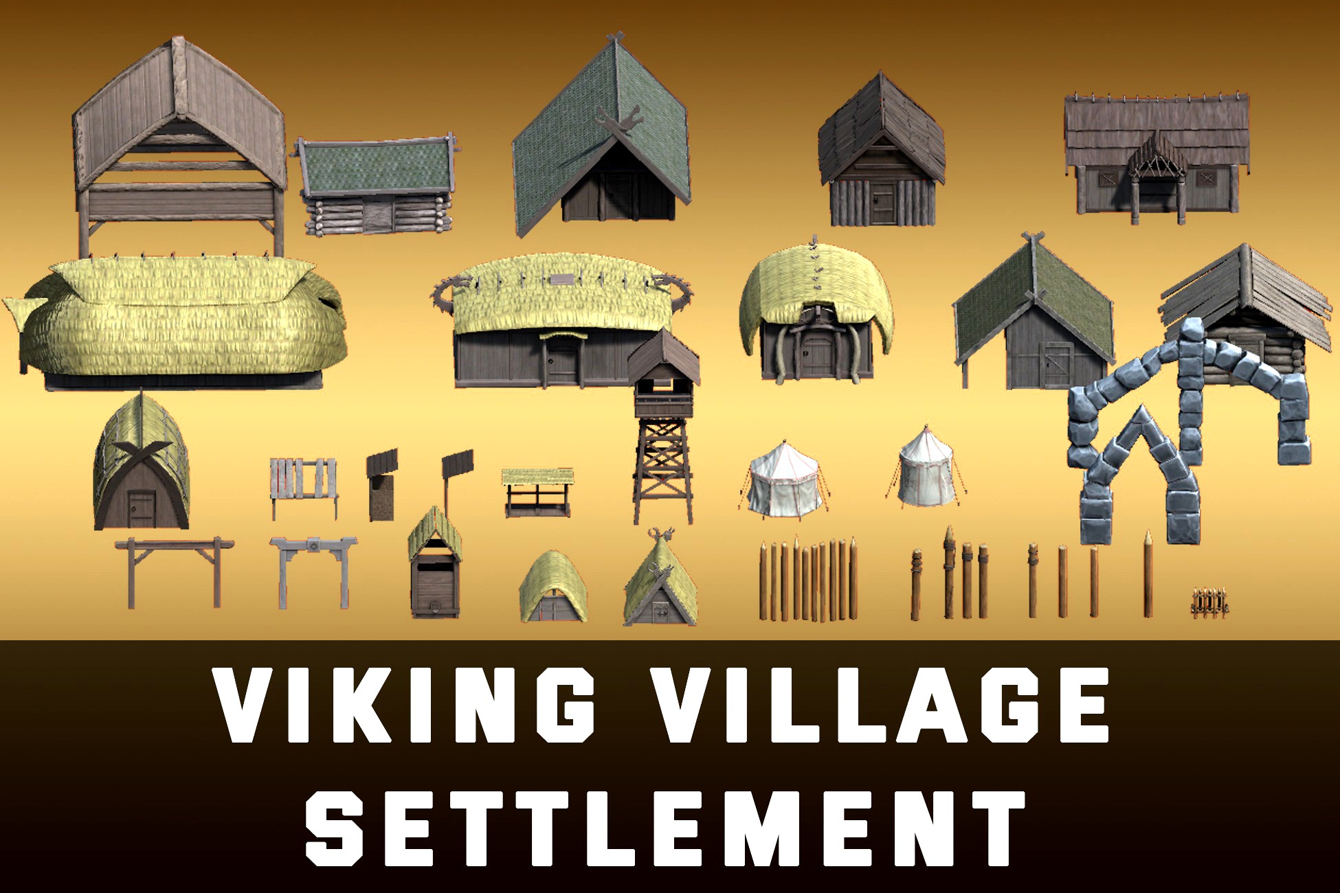 Viking Village Settlement 3d model