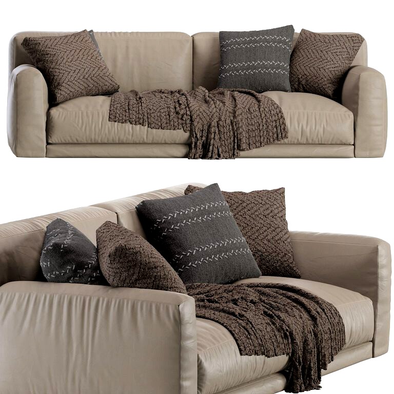 Poliform Paris Seoul Leather Sofa 2 seat (141889) 3d model