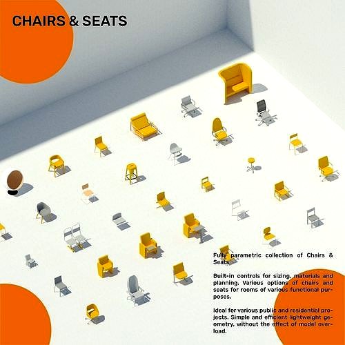 Chairs Seats Pack of revit families 3D model