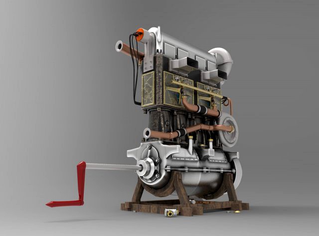 engine fiat s76 beast of turin 3d model