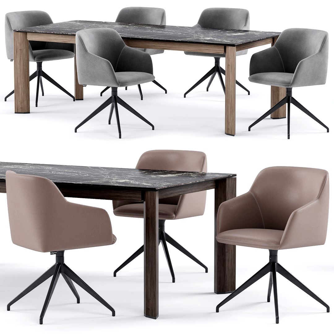 Elle chair with Delta table Calligaris 3d model