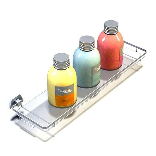 Chrome And Glass Bathroom Shelving 3d model