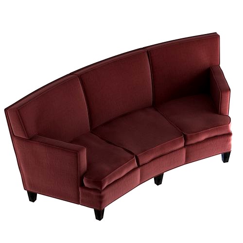 Custom made curved sofa in red upholstery 3d model