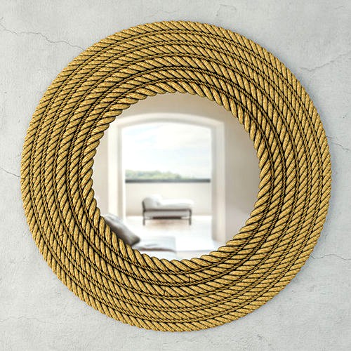 Large Round Jute Wall Mirror 3d model