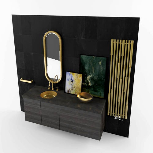 Gold bathroom set 3d model